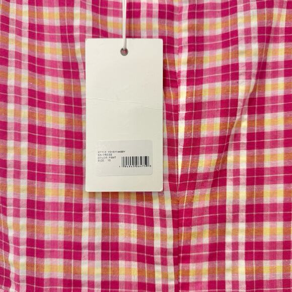 Likely Pink Yellow White Gingham Tie Front Ruffle Kai Mini Dress size 10 NEW Tag - Picture 5 of 11